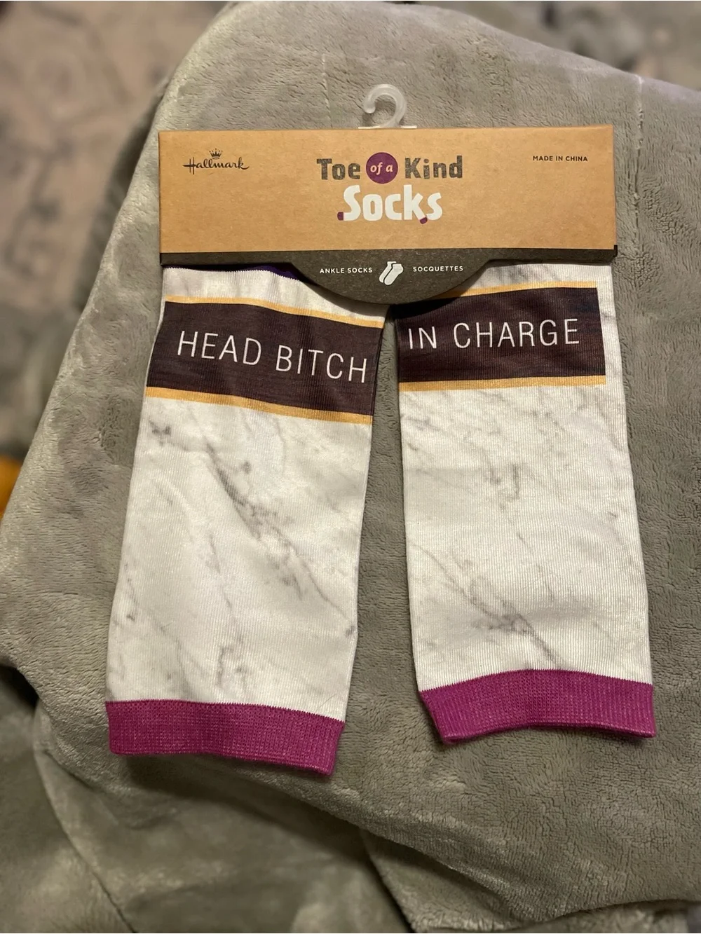 Hallmark B**t*h Socks - White, Pink, Navy, Gold